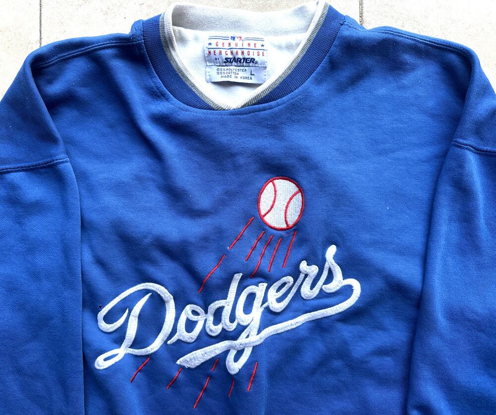 Los Angeles Dodgers 90s STARTER sweatshirt Pullover crew L blue MLB vintage